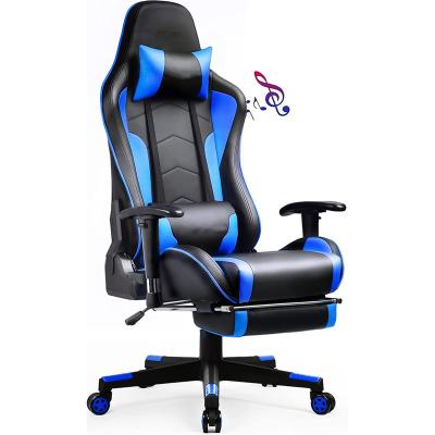 China Wholesale Cheap Video Music Gamers Chair Convertible Speakers Heavy Duty Ergonomic Gaming Computer Chair Red With Footstool for sale