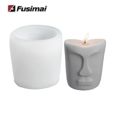 China Fusimai Diy Viable Manual Human Faces Molds Simple Gypsum Face Aromatherapy Silicone Candle Molds for sale