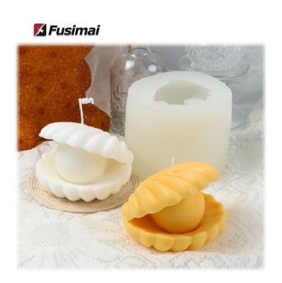 China Fusimai Sustainable Silicone Molds 3d Pearl Mold Aromatherapy Shell Candle Mold for sale