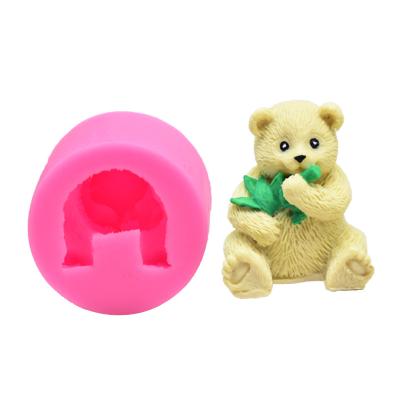 China Fusimai Sustainable Bearcat Cake Decorated Ice Chocolate Mold Eat Bamboo Panda Silicone Animal 3d Candle Molds for sale