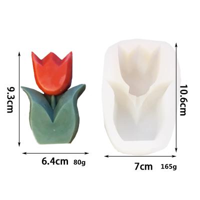 China Fusimai Handmade Custom Viable Tulips 3d Tulip Resin Large Small Flowers Silicone Carft Leaf Reusable Flower Candle Mold for sale