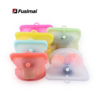 China Fusimai Sustainable Food Grade Pull Non Rod Silicone Storage Fresh-Keeping Bag Self-Sealing Silicone Bags For Food With Date Indicator for sale