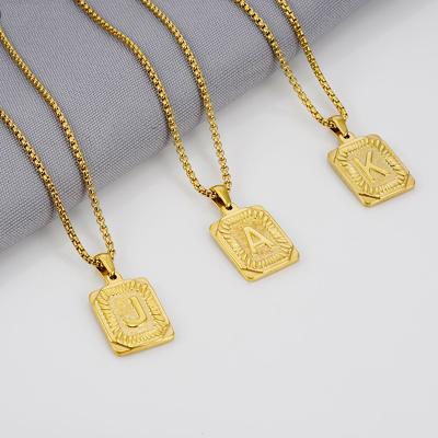 China 26 Letters Punk Gold Plated Pendant Necklace For Women Men Hip Hop Hip Hop Men Women Check Necklace for sale