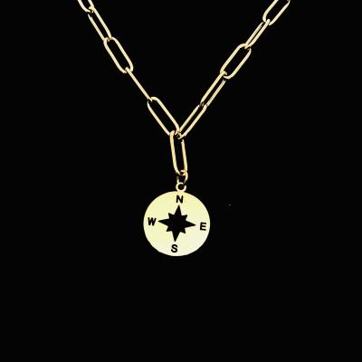 China 2021 Fashion Accessories Beibei Stainless Steel Jewelry New Arrival Gold Compass North Star Pendant Necklace For Women Men Gift Silver Gold for sale