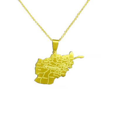 China FASHIONABLE Jewelry Mens Womens Afghanistan Stainless Steel Oil Drip Custom Queen american18k Gold Plated Africa Map Pendant Necklace for sale