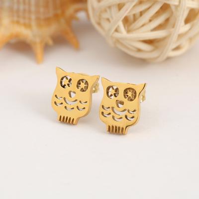 China TRENDY Customized Brincos Fashion Silver Plated Gold Plated Stud Earrings Animal Design Jewelry Owl Shape Stud Earrings for sale