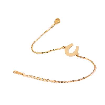 China FASHIONABLE Gold Plated U Letter Bracelet 18k Stainless Steel Horse Hoof Bracelet Jewelry Accessories Simple Horseshoe Bracelet for sale