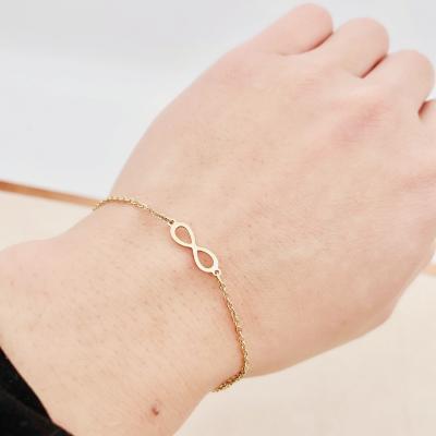 China 316L Stainless Steel TRENDABLE Real 18K Gold Plated Lucky Number 8 Infinity Charm Adjustable Bracelet for sale