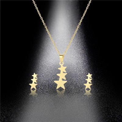 China Wholesale FASHIONABLE Unique Unique Necklace Earring Popular Gold Stainless Steel Christmas Gifts Women Jewelry Set for sale