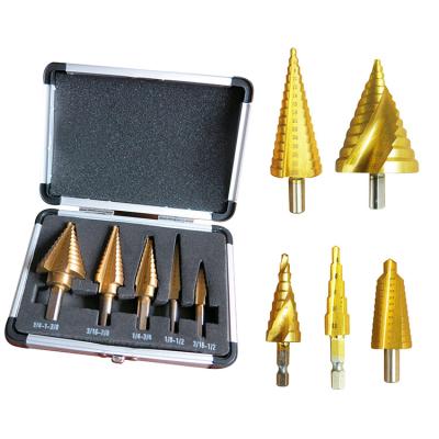 China 5Pcs Steel Decking Structure Hss Step Drill Bit Set For Metal Sheet for sale