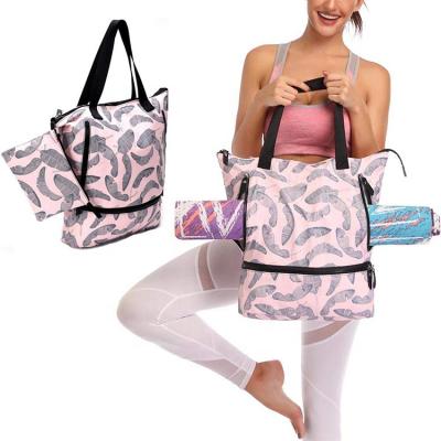 China Durable Eco - Friendly Organic Cotton Yoga Mat Tote Bag With Zipper Top for sale