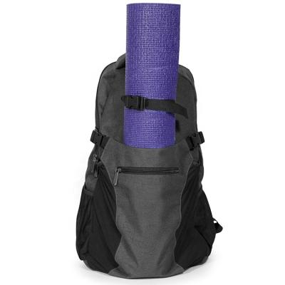 China Durable Customized Lightweight Gray Multi Purpose Hidden Compartment Yoga Mat Bag Backpack for sale