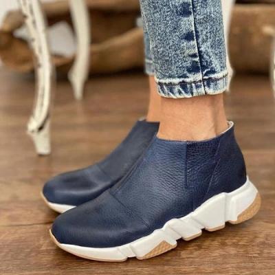 China 2021 new durable thick-soled leather sports leisure shoes for student leisure and soft women's shoes for sale