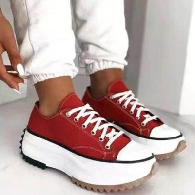 China Loafers Women's Sports And Leisure Cloth Student Board Couples Thick-soled Increased Lace-Up Shoes for sale