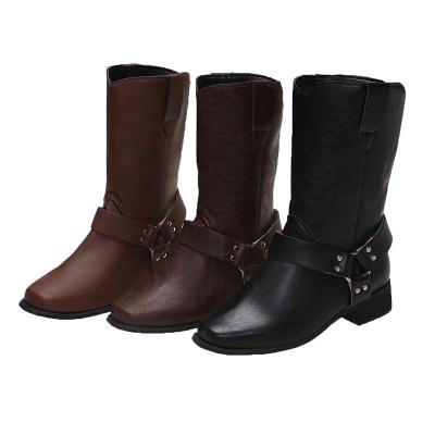 China Other 2021 Winter Women's PU Leather Mid-Calf Boots Women's Female Shoes Classic Style Boots for sale