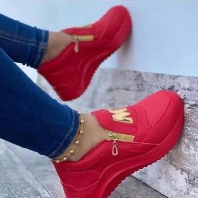 China 2022 Fashion Trend Women Light Red Sneakers Style Ladies Casual Walking Shoes for sale