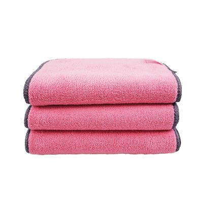 China Sustainable Premium Double Layer Plush Microfiber Car Wash Towel Microfiber Towel For Car Cleaning Drying for sale