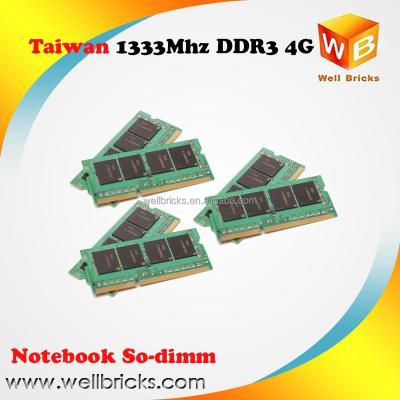 China So-dimm Taiwan pcb ETT ddr3 ram 4gb used for Low Votage 1.35v laptop for sale