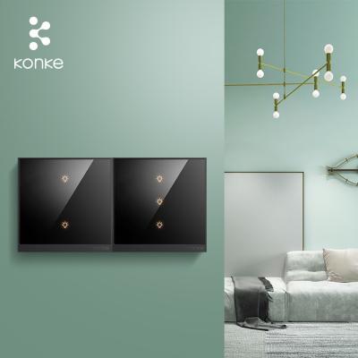 China KONKE home light lamp switch zigbee black screen touch screen app voice remote control smart home control for sale