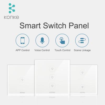 China Touch Glass Panel Konke Smart Home Automation Gateway Zigbee Led Panel Lamp Switch For Power Wall for sale