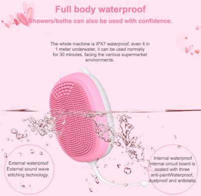 China Silicone Face Scrub Brush 5400 / Mins Vibration Speed , Pink Pore Cleansing Brush for sale