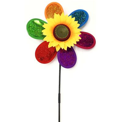 China Garden Decoration Factory Direct Sales Single Layer Lightning With Sunflower Windmill Children Holding Toys Kindergarten Activity Display for sale