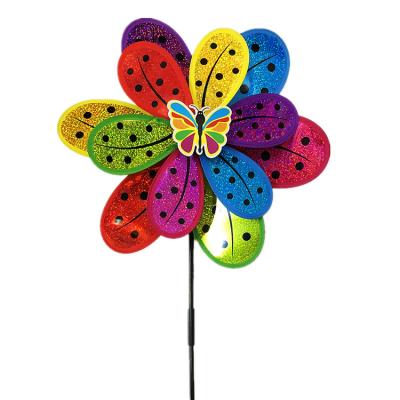 China 2022 Garden Decoration Windmill Children's Toy Activity Decorative Double Layer Insect Handheld Best Selling Sun for sale