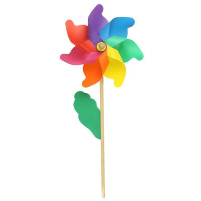 China Cartoon Colorful Toy Pole Windmill 12cm Small Hand Children's Wooden Toy Windmill for sale