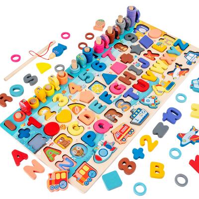 China DIY Toy Kids Montessori Multifunctional Math Counting Board Educational Toy 7 in 1 Puzzle Wooden Toys for Children for sale