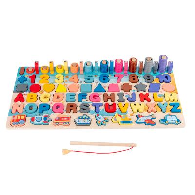 China DIY Toy Set Kids Montessori Multifunction Educational Math Counting Educational Board Toy 7 in 1 Puzzle Wooden Toys for Children for sale