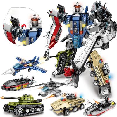 China Hot-selling construction toy assemble mecha building block toys set for kids plastic cool deformed robot 6 in 1 DIY educational toys for sale