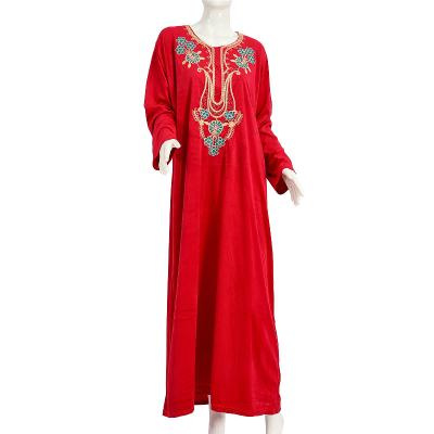 China Ultra Fine Hair Daily Casual Middle Eastern Women Dubai Dress Abaya Long Sleeved Gown Islamic Muslim Women Long Sleeved Maxi Dress for sale