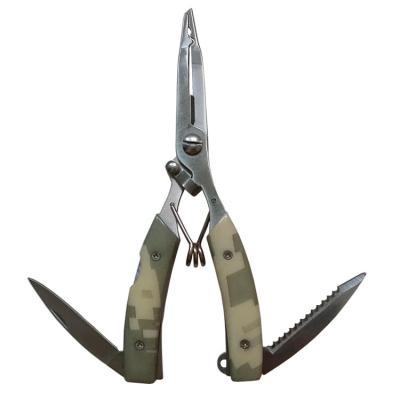 China Multifunctional Line Fishing Scissors Durable Straight Pliers Camouflage Nose Fish Outdoor Fishing Accessories for sale