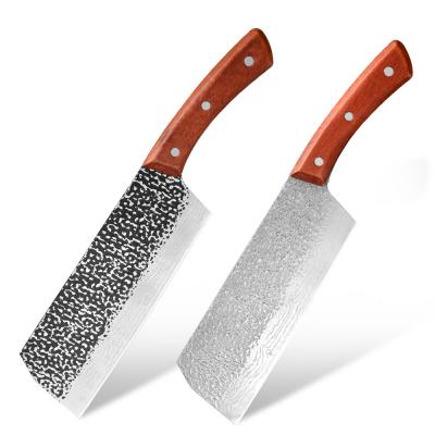 China Small Hammer Disposable Forging Grit Kitchen Knife Beech Wood Handle 8 Inch Household Stainless Steel Knife Slicing Cutting Knife for sale