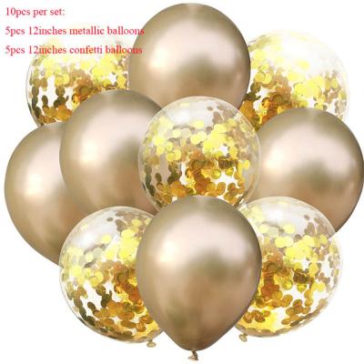 China Advertising Toy 10pcs Mix Color Confetti Balloons Gold Star Transparent Balloon Chrome Metal Set Birthday Baby Kids Wedding Party Decorations for sale