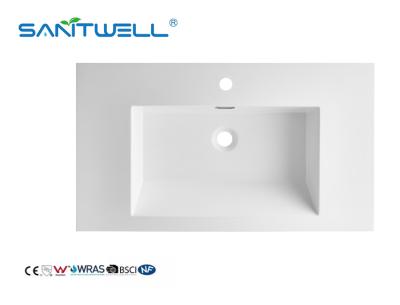 중국 호텔을 위한 SWJ800 중국 최고의 품질 뜨거운 판매 돌 수지 독 욕실 광택이 나는 백색 사각형 형태 내각 독 판매용
