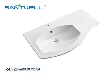 China SWS910 Left Hand Artificial Stone Basins Special Design Matt White Semi-Counter Basins For Sanitary Ware for sale