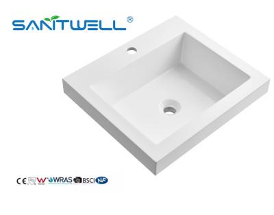 China SWQ510 Sanitary Wate Artificial Stone Basins Small Size Solid Surface Matt White Semi-Counter Basins For Hotel for sale