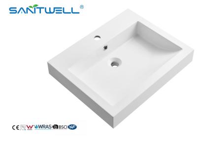 China New Lavabo Sizes SW6049-600 Customized Acceptable Artificial Stone Matt White Durable Stone SInks For Hotel for sale