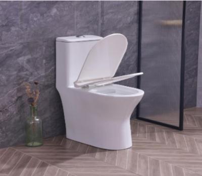 China Popular Economic Toilets SWS9218 Siphonic One piece Toilets S trap with PP Soft Closed Seat Cover for sale