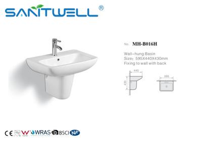 China Bathroom Wall Hung Basin White Standing Ceramic Half Semi Pedestal Sink for sale