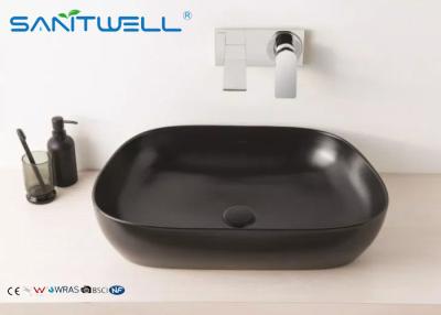 China Semi counter Black Glazed art basin sink For Hotel , Bathroom art wash basin for sale