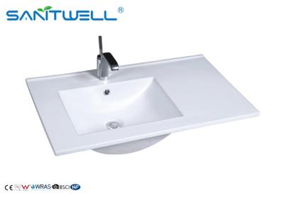 China El lavabo de cerámica AB8003-80L de la encimera escoge color del blanco del agujero en venta