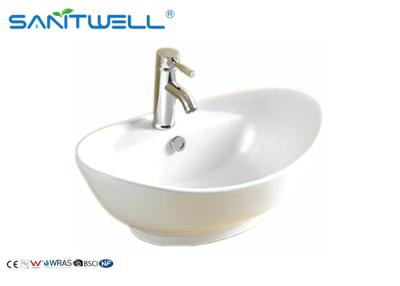 China Bathroom Oval Ceramic Basin Ceramic Hand Wash Basin Self Cleaning Glaze 590 * 390 * 215mm for sale