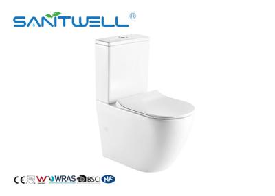 China Rimless Close Coupled Toilet Ceramic Material Two Piece Structure With Soft Surface for sale