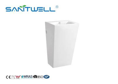 China Lavabo de cerámica del cuarto de baño blanco rectangular del proveedor de China con el final blanco del color del pedestal en venta