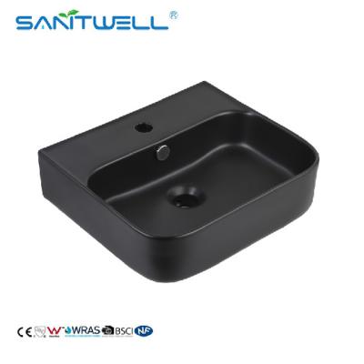 China Ceramic Basin Matt black glaze Modern rectangular  Color Wash Basin Above Counter Basin for sale