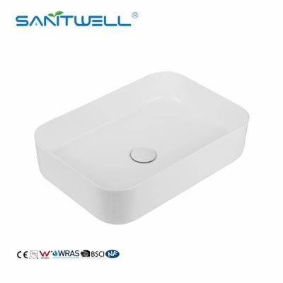 China vanidad de cerámica del lavabo rectangular blanco de Art Wash Basin Color Wash del cuarto de baño sobre el lavabo contrario en venta