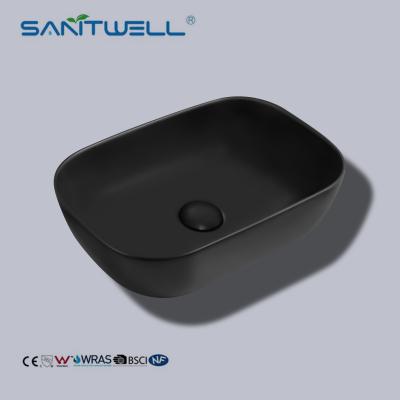 China Fregadero de cerámica del cuarto de baño del lavabo del lavabo del color de Matt Black Above Counter Basin en venta