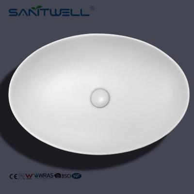 China Matt White Oval Above Counter-Becken-keramisches Becken zu verkaufen